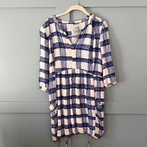 Blue and Cream Plaid Tunic/Dress